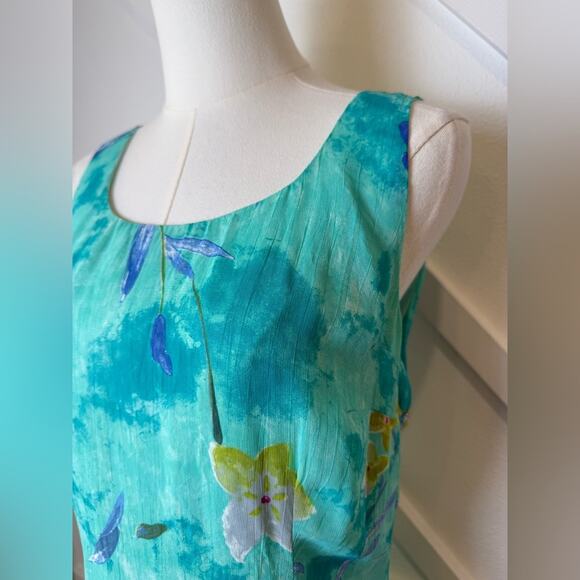 Vintage 90’s Carol Anderson Floral Tulip Print Sleeveless Tank Dress Blue Sz 8 - Picture 2 of 9